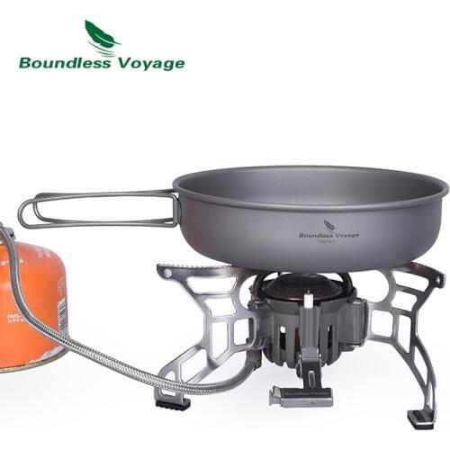 Boundless Voyage Titanium Frying Pan Plate Dish with Folding Handle Ultra-light Camping Picnic Skillet Griddle Tableware