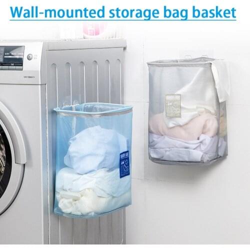 Bathroom Cloth Mesh Bag Visible Storage Hanging Laundry Hamper Punch-Free Large Open Top Easy Accessing for Room xqmg Hanging