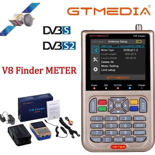 V8 Finder Meter SatFinder Digital Satellite Finder DVB S/S2/S2X HD 1080P Receptor TV Signal Receiver Sat Decoder Location Finder
