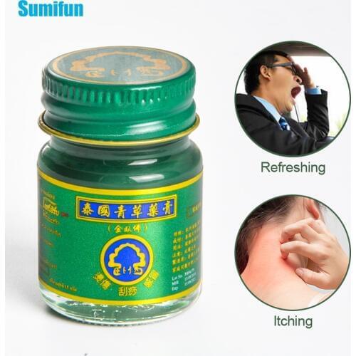 1pcs 15g Thailand Green Herbal Ointment Mint Cool Cream For Headache Toothache Dizziness Pain Relief Balm Medical Plaster P0052
