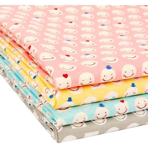 Polyester Fabric By Half The Meter Sewing Fabrics Smile Face Printed Cloth Sheets DIY Craft Supplies Dress Making 45*150cm 1pc