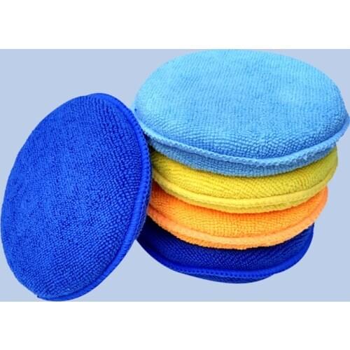 1pc Ultra-soft Microfiber Car Wax Applicator Pad 17cm Diameter Polishing Sponge with Finger Pocket Auto Care Remover Cleaner