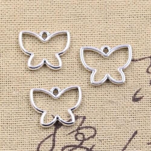 20pcs Charms Hollow Butterfly 14x18mm Antique Silver Color Pendants Making DIY Handmade Tibetan Finding Jewelry
