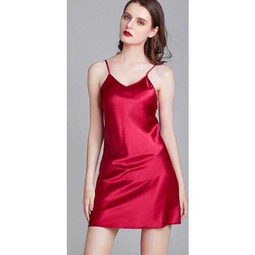 2021 New Summer Womens Nightgown Simulation Silk Home Sexy Sleeping Dress Ladies Nightgown Sleepwear Womens Mini Dress