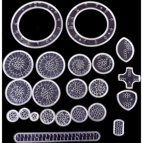 22pcs Spirograph Drawing Toys Set Interlocking Gears & Wheels Geometric Ruler Drawing Accessories Creative Educational Kids Toy