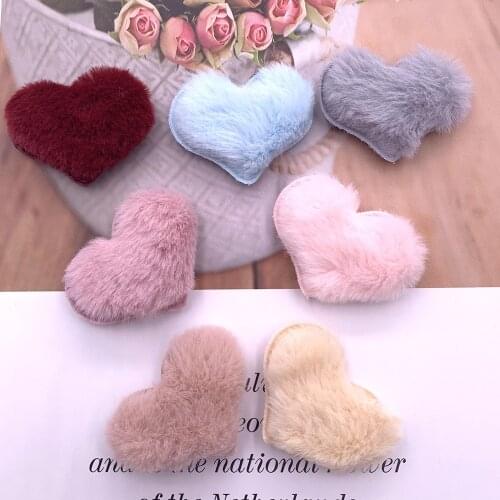 30pcs/lot 5*4cm plush heart Padded appliques for headwear decoration handmade hair accessories