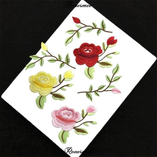 5Pcs Leaf Flower Embroidery Cloth Stickers Clothes Decoration Adhesive Small Iron on Cloth Patch Computer Embroidery Stickers