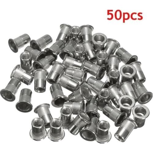 50pcs/pack M6 304 stainless steel bolt nut flat head threaded rivet insert nut nut nut rivet nut