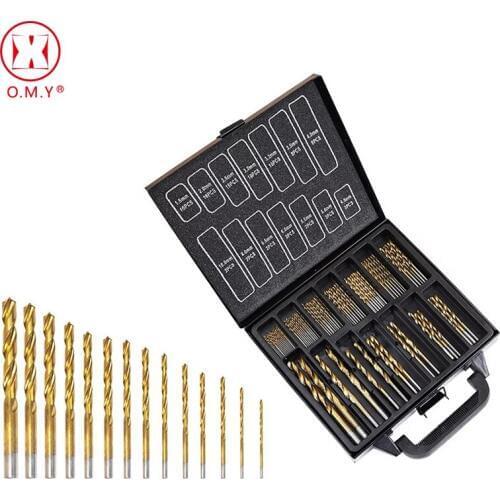 99pcs HSS Titanium Coated Twist Drill Bit Set 1.5-10mm Twist Drills Bits For Drilling Woodworking Tool