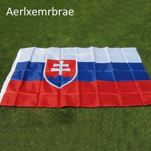 Free shipping aerlxemrbrae flag 90*150cm Slovakia FLAG slovak Banner EU 3*5FT Hanging flag