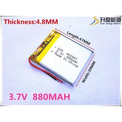Free shipping Polymer battery 880 mah 3.7 V 483947 smart home MP3 speakers Li-ion battery for dvr,GPS,mp3,mp4,cell phone,speaker