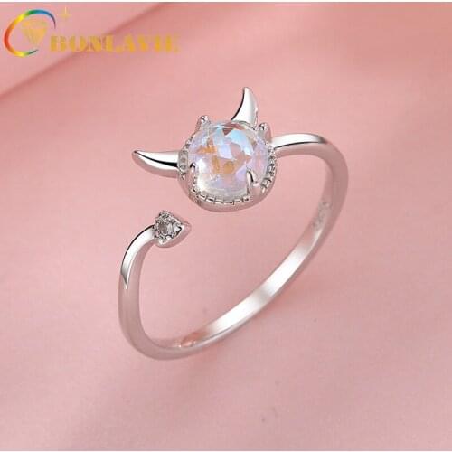 BONLAVIE Sweet Cute Moonlight Stone Index Finger Ring Open Ring Girl