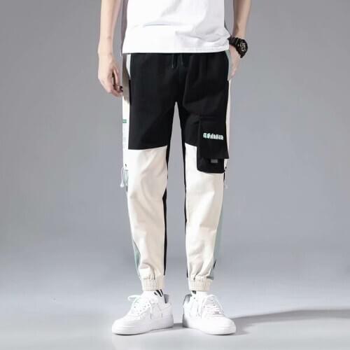 Mens Cargo Pants Streetwear Fashion Hip Hop Streetwear Joggers Men Trousers Casual Kpop Men Clothing Elastic Waist Men Pants