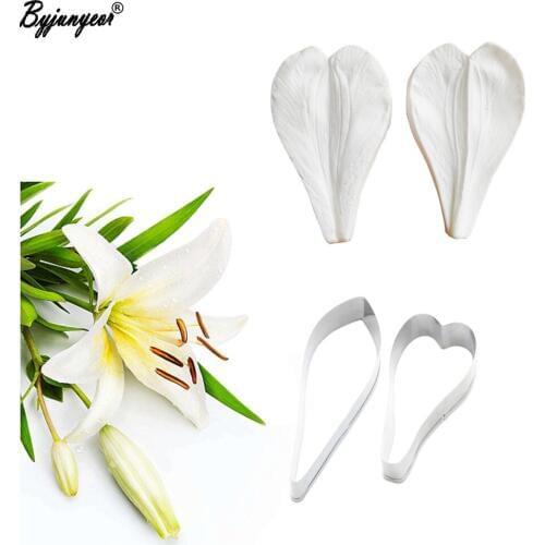 Lily Flower Veiners Silicone Molds Fondant Gumpaste Resin Clay Water Paper Cake Decorating Tools,Sugarcraft Cutters cs361