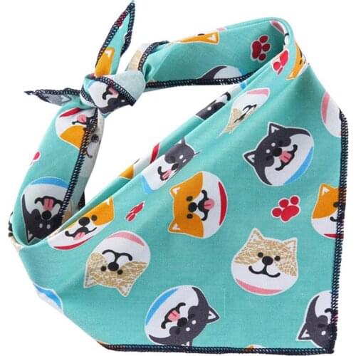 Dorakitten 1pc Dog Triangle Bandana Cartoon Cute Cotton Stripe Dog Bandana Dog Triangle Bib Pet Supplies Clothing Accessories