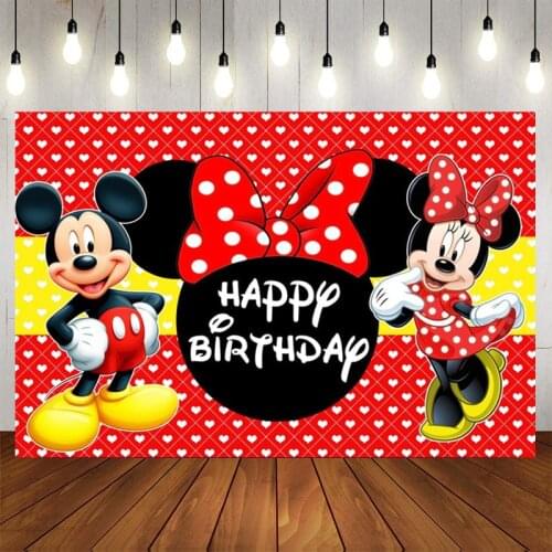 Minnie Mickey Birthday Background Cloth Tapestry Cartoon Animals Mickey Mouse Birthday Party Decoration Photography Background