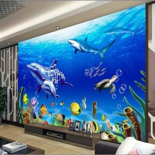 Custom mural underwater world aquarium mural children room living room custom wallpaper