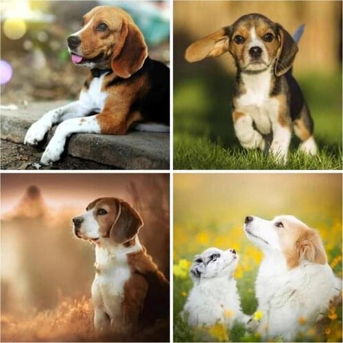 Paint With Diamond Painting by Number Cute Dog Cross Stitch DIY Hobby Beagle Pattern Mosaic Full Squre/Round Diamond Embroidery