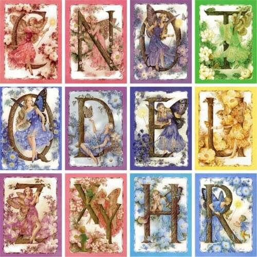 GATYZTORY Diy Frame Painting By Numbers For Adults Angels and Alphabet Acrylic Pigment Canvas Unique Diy Gifts Bedroon Decor