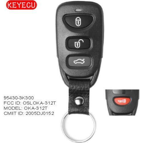 Keyecu Replacemen Remote Key Fob 3+1B 315MHz for Hyundai Sonata Accent Elantra FCC: OKA-312T , 95430-3K300