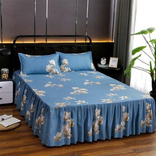 Thin Section Bed Skirt Summer Bedding 3Pcs Set Cotton/polyester Textile With Pillowcase Bed Cover Protective Cover Double J033
