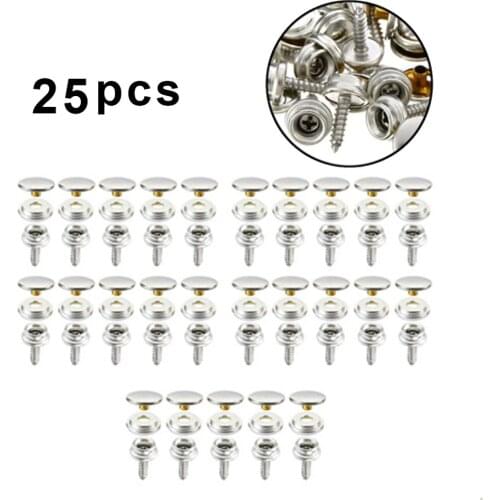 25Sets Snap Fastener Stainless Canvas Screw Kit For Tent Boat Marine Snap Fastener Sockets+buttons Screw Stud