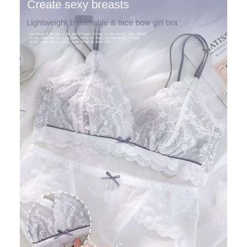 Japanese Bra Briefs Set Sexy Lace Underwear Fashion Push Up Comfort Brassiere Female No Steel Ring Small Chest Sexy Lingerie
