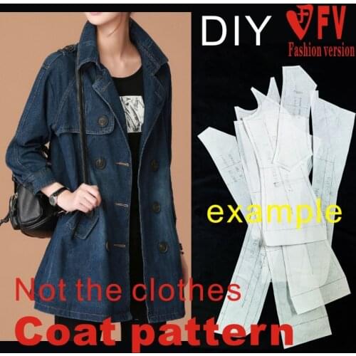 Cowgirl Coat Pattern Single Layer Windbreaker Pattern 1:1 Clothes Cutting Design Drawing BFY-196