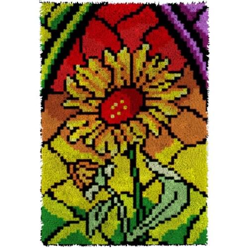 Latch Hook Rug Flower Type H Plush Tapestry Kits Crochet Cushion Mat DIY Carpet Rug Home Decor Thick Yarn 61cmX85cm