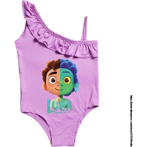 Baby Girls' One Piece Swimsuits New movie Luca Printed Swimwear Ruffle Kids Cute Bikini Beach Wear Childrens One-Piece