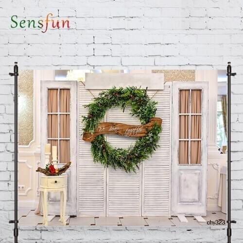 LEVOO Background For Photo Studio Shutter Wreath Wedding Christmas White Photocall Photobooth Decor Studio Custom Shoot Prop