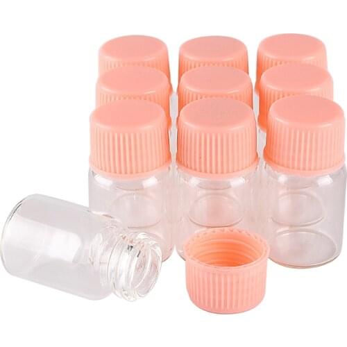 10pcs 2ml 16*26.5mm Tiny Glass Jars Empty Bottles Jars with pink Plastic Lids Mini Glass Bottles Potion bottles
