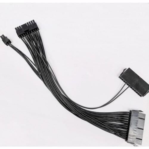 ATX Motherboard Mainboard dual PSU Power Supply 24Pin to 20+4p Extension Black Cable PC DIY mining 18AWG 32cm