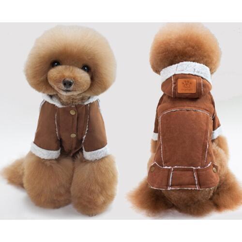 Pet Dog Fur Coat Autumn Winter Warm Dog Clothes Leather Jacket Soft Cotton Coat Puppy Dog Fashion Clothes For All Dogs 5 Size