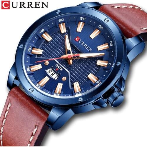 Mens Watches,CURREN Watches Quartz Analog Calendar,Wrist Watch for Men, Fashion Waterproof Leather Strap
