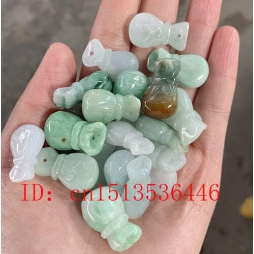 Natural Emerald Tricolor Blessing Bag Beads Pendant Bracelet Adjustable Jewellery Fashion DIY Hand-Carved Woman Luck Amulet
