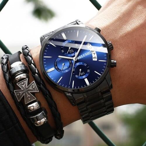 Mr Luo Shi 2019 new multi-function luminous men watch three eye six stitches quartz watch fashion