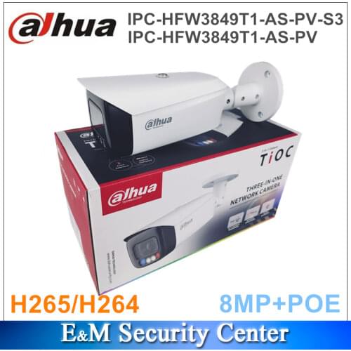Original Dahua IPC-HFW3849T1-AS-PV 8MP Full-color POE IR Active Deterrence Fixed-focal Bullet WizSense Network Camera