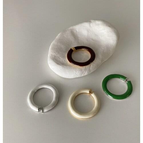 Origin Summer Plain 4 Styles Enamel Multicolor Metallic Circle Rings for Women Hollow Round Open Index Finger Rings Accessories