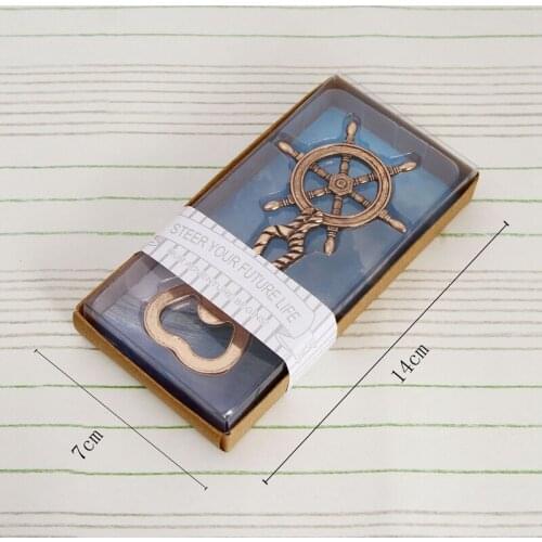 20pcs/lot Rudder Compass Shape Wine Beer Bottle Opener Metal Openers For Wedding Party Gift Favors