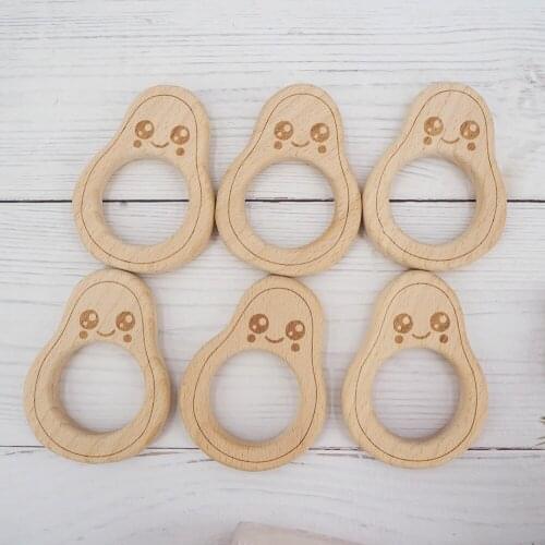 Chengkai 50pcs Wooden Teether Ring DIY Organic Eco-friendly Nature Baby Teething Grasping Sensory Chewing Wood Toy Accessories