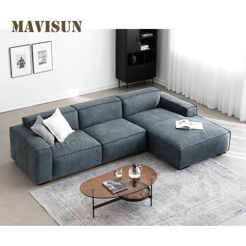 Light Luxury Leather Sofa Designer Retro Frosted Full Leather Living Room Corner Italian Leather Sofa First Layer Cowhide Couch