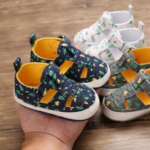 Baby Boys Sandals Newborn Baby Boy Kids Leisure Crib Shoes Print Baby Soft Sole Sandals 0-18M