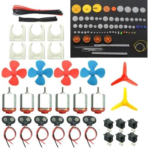 DIY DC Motors Kit, Mini Electric Hobby Motor 3V -12V 25000 RPM Strong Magnetic with Plastic Gears, Battery Clip Connector