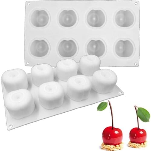 Cherry Silicone Mold 8 Cavities DIY Chocolate Mold Fondant Mousse Cake Mold Dessert Making Tool Kitchen Baking Accessories