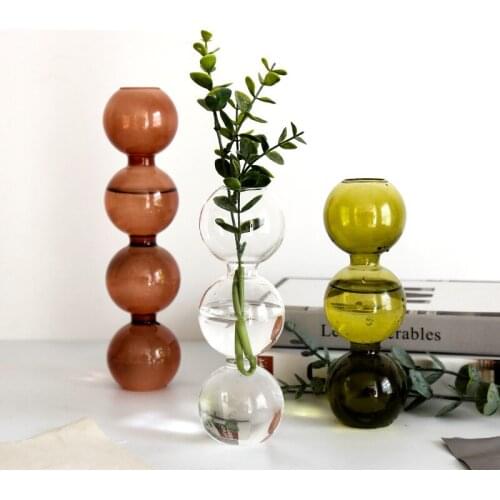 INS Nordic Glass Vase Decoration Home Spherical Dried Flower Vases Glass Plant Holder Flower Pots Modern Tabletop Vase Ornaments