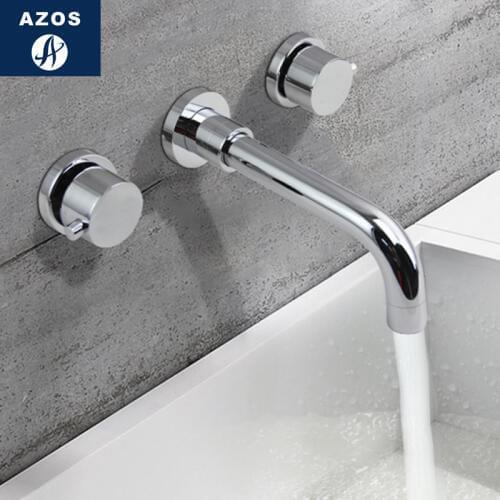 Azos In-wall Faucet One-piece Wash Basin Brass Chrome Cold and Hot Switch Rotatable Shower Room Basin Bathroom Cabinet Double Ha