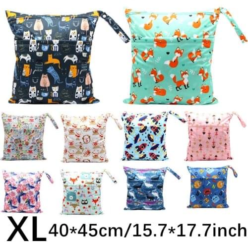 50pcs 40cmx45cm Wet Dry Bag With Two Zippered Pockets For Baby Diapers Nappies,Travel, Exercise, Daycare, Water-Resistant