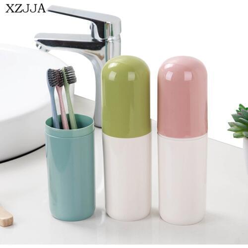XZJJA Creative Portable Bathroom Toothbrush Storage Boxe Tooth Brush Toothpaste Organizer Travel Tableware Fork Spoons Container