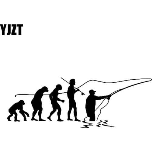 YJZT 16.5cm*5.7cm Evolution OF FLY FISHING Fashion Vinyl High-quality Decor Decals Car Sticker Black Silver C11-0190